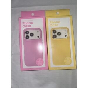 Lot of 2 iPhone 17 Pro Phone Cases Pink and Yellow TPU Slim Protective Covers